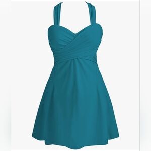 NWT CocoPear One piece Swim dress Size Small S Dark Teal blue